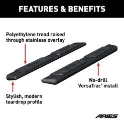 Aries AscentStep 5-1/2" x 75" Black Steel Running Boards (No Brackets) 4 AscentStep 5-1/2" x 75" Black Steel Running Boards (No Brackets)