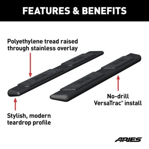 AscentStep 5-1/2" x 75" Black Steel Running Boards (No Brackets)