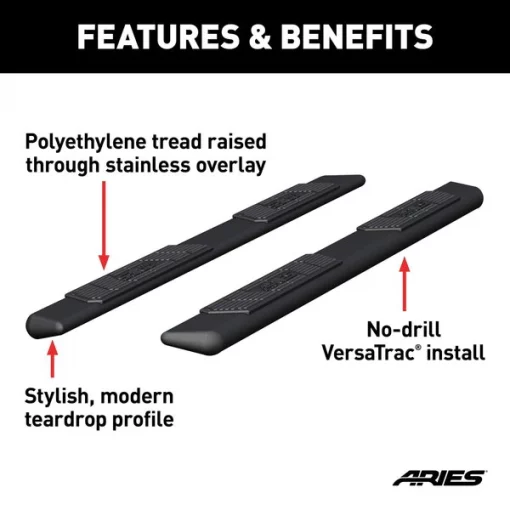 AscentStep 5-1/2" x 85" Black Steel Running Boards (No Brackets)
