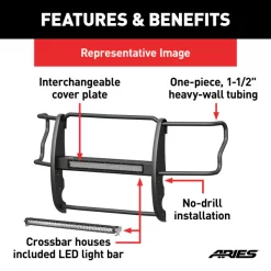 Pro Series Black Steel Grille Guard w/Light Bar, Chevy Silverado 1500