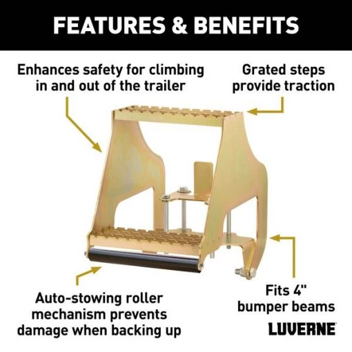 RETRAC HighRise Folding Rear Entry Step (Fits 4" Bumper Beam)