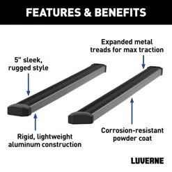 SlimGrip 5" x 88" Black Aluminum Running Boards (No Brackets)