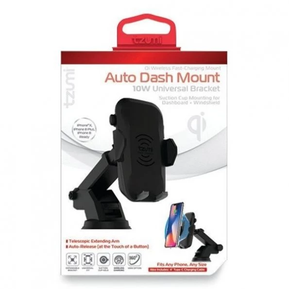 Wireless Charging Auto Dashboard Mount, Qi Wireless Charging, Black