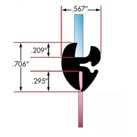 Fairchild Industries, Inc. Two Piece Rubber Glass Sealing Weatherstrip, 25Ft, Each, 0477-25-L