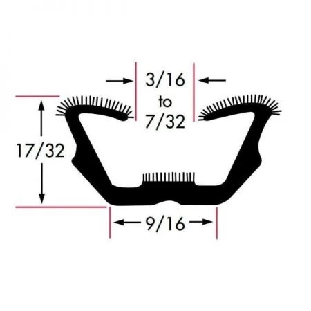 Fairchild Industries, Inc. Unbeaded All Rubber Flexible Flocked Rubber Channel, 96 In., 0634-8