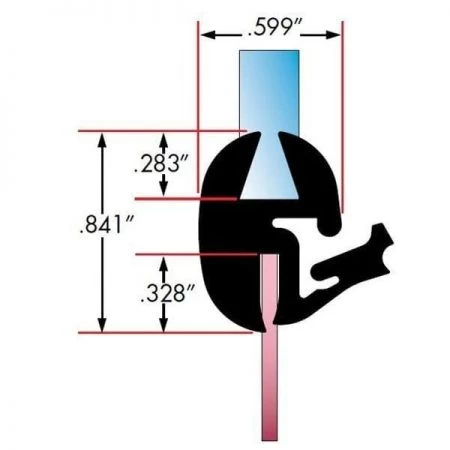 Fairchild Industries, Inc. One Piece Rubber Glass Sealing Weatherstrip, 25Ft, Each, 0681-25