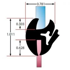 Fairchild Industries, Inc. One Piece Rubber Glass Sealing Weatherstrip, 25Ft, Each, 0690-25