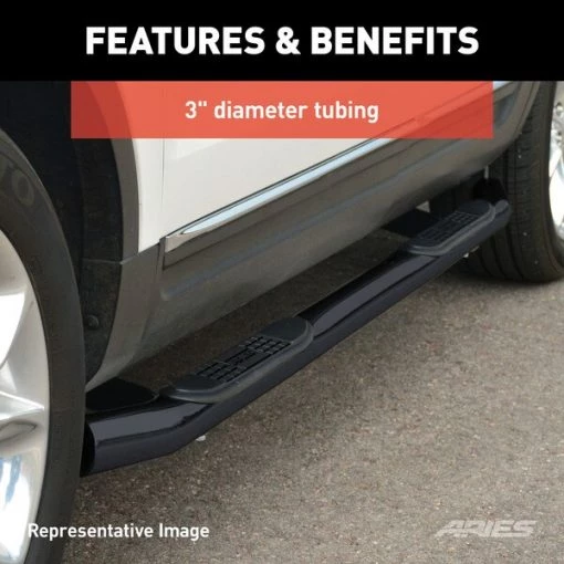 Round Nerf Bars, Black, 3", 205044