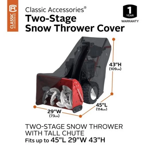 Black Snow Thrower Cover With Chute, 47"x