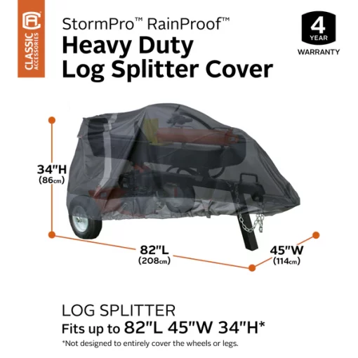 Black Log Splitter Cover, StormPRO, 82"x45
