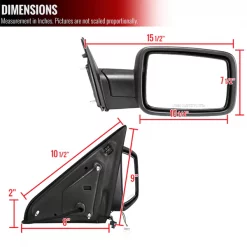 Dodge Ram Right Manual Towing Mirror- Black Texture 09-19