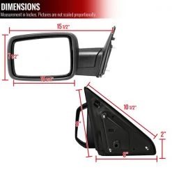 Dodge Ram Left Manual Towing Mirror- Black Texture 09-19