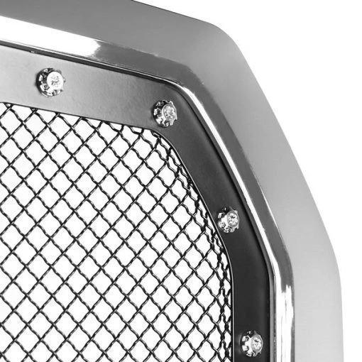 15-17 Ford F150 Front Mesh Grille w/ Rivet Mesh Chrm Rivet, HG-F15015SS