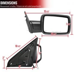 Dodge Ram Right Towing Mirror Power Heated- Black 09-12