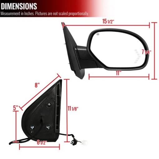 Chevy Silverado Right Towing Mirror Power Heated- Black 07-13