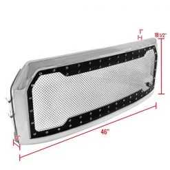 15-17 Ford F150 Front Mesh Grille w/ Rivet Mesh Chrm Rivet, HG-F15015SS