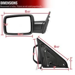 Dodge Ram Left Towing Mirror Power Heated- Black 13-19
