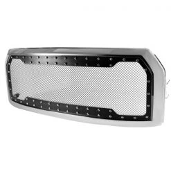 15-17 Ford F150 Front Mesh Grille w/ Rivet Mesh Chrm Rivet, HG-F15015SS