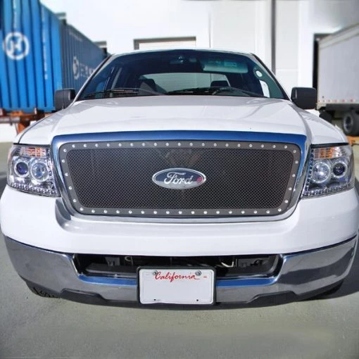 04-08 Ford F150 Grille Insert – Rivet Style – Steel/Black