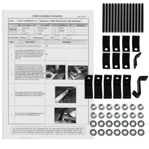 09-12 Ford F150 Grille Insert – Rivet Style – Not Fit- Steel/Black