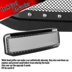 05-07 Ford F250 Rivet Grille- Glossy Black