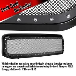 Spec-D Tuning 99-04 Ford F250 Rivet Grille- Glossy Black 11 99-04 Ford F250 Rivet Grille- Glossy Black