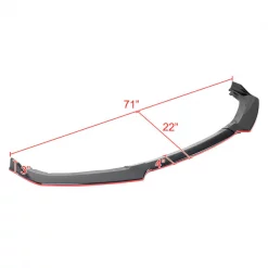 16-19 Honda Civic Front Bumper Lip Glossy Black With Red Trim