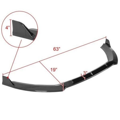 S SE TITANIUM FRONT BUMPER LIP GLOSSY BLACK