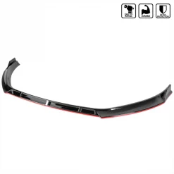 14-17 Volkswagen Golf Front Bumper Lip Glossy Black With Red Trim