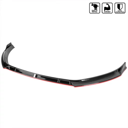 14-17 Volkswagen Golf Front Bumper Lip Glossy Black With Red Trim