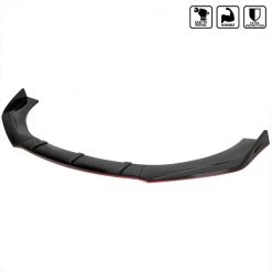 All All All Universal Front Bumper Lip Glossy Black With Red Trim