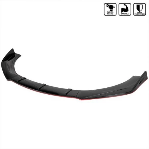 All All All Universal Front Bumper Lip Glossy Black With Red Trim