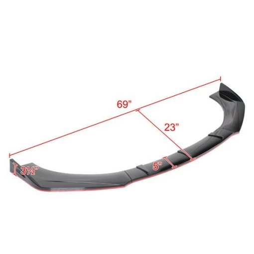 All All All Universal Front Bumper Lip Glossy Black With Red Trim