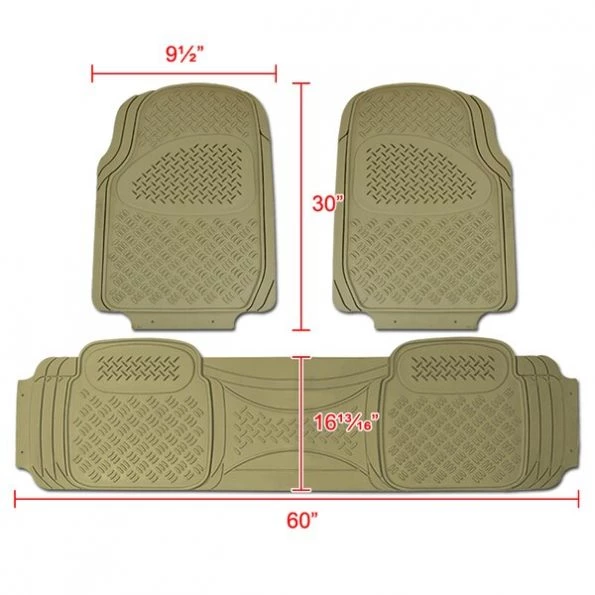 Pvc 3D Print Floor Mat Beige 3 Pieces
