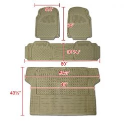 Pvc 3D Print Floor Mat Beige 3 Pieces + Trunk Piece