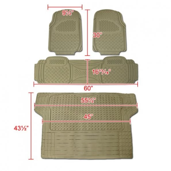 Pvc 3D Print Floor Mat Beige 3 Pieces + Trunk Piece