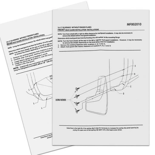 14-17 Chevrolet Silverado Mudguard Without Flares