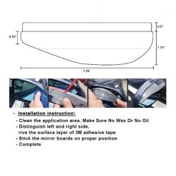 Side Mirror Visor Rain Board Clear