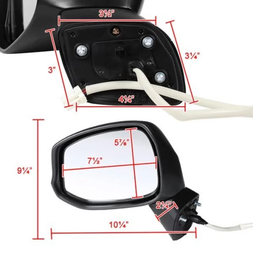 12-15 Honda Civic Side Mirror-Left- 3 Wires, Power Glossy Black