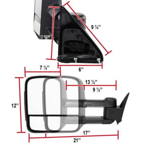 88-98 Chevrolet C10 Towing Mirrors Power With LED Signal