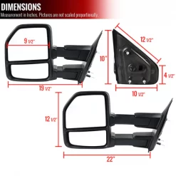 04-14 Ford F150 Towing Mirrors Black Texture- Manual