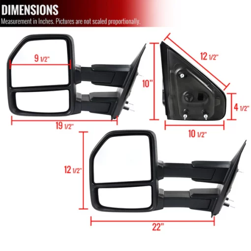 04-14 Ford F150 Towing Mirrors Black Texture- Manual