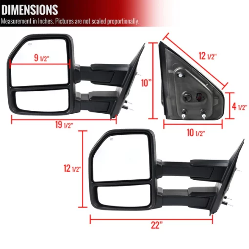 04-06 Ford F150 Towing Mirrors Chrome- Clear Signal- Power Heated