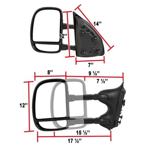99-07 Ford F250 Towing Mirrors- Manual