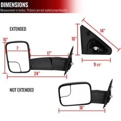 Spec-D Tuning 02-08 Dodge Ram 02-08 Dodge Ram Towing Mirrors - Power 11 02-08 Dodge Ram 02-08 Dodge Ram Towing Mirrors – Power