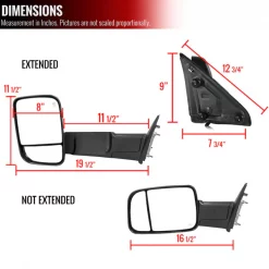 Spec-D Tuning 09-12 Dodge Ram Towing Mirrors Power Heated, RMX-RAM0915H-P-ZM 6 09-12 Dodge Ram Towing Mirrors Power Heated, RMX-RAM0915H-P-ZM