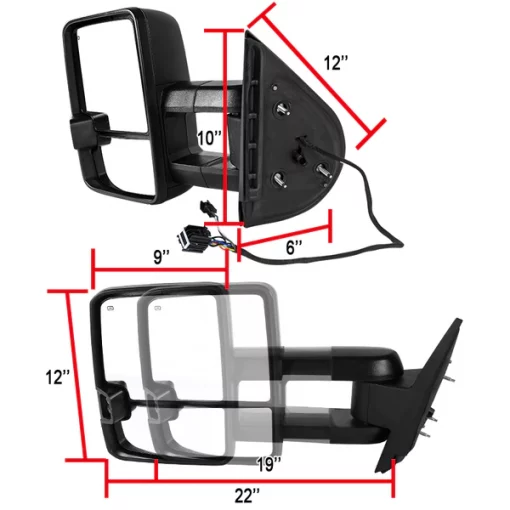 07-13 ChevySilverado Chrm Cvr TwngMirrors, Pwr Htd, RMX-SIV07G3GLEDHP-FS