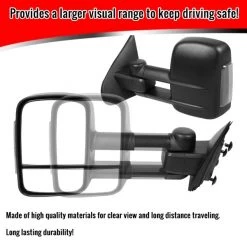 14-18 Chevrolet Silverado Towing Mirrors Black- Manual- Fits 1500