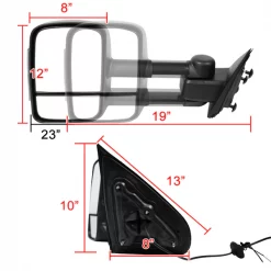 14-18 Chevrolet Silverado Towing Mirrors Black- Manual- Fits 1500