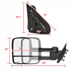 Spec-D Tuning 14-18 Chevrolet Silverado Towing Mirrors-Manual 11 14-18 Chevrolet Silverado Towing Mirrors-Manual